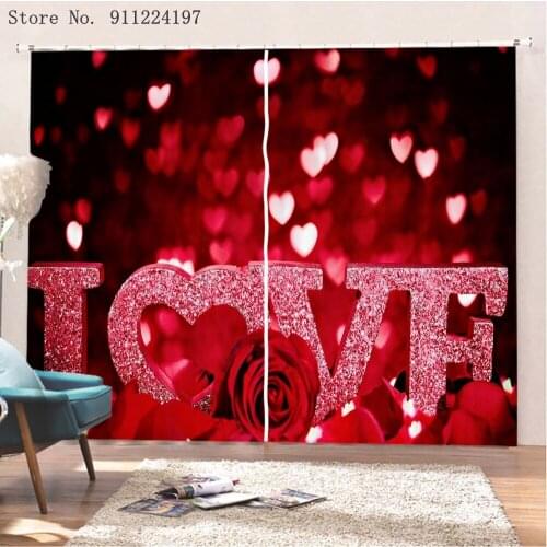 3D Red Rose Flower Window Treatments Curtains Valance Room Curtains Window Outdoor Indoor Kids Window Curtain Panels Curtain