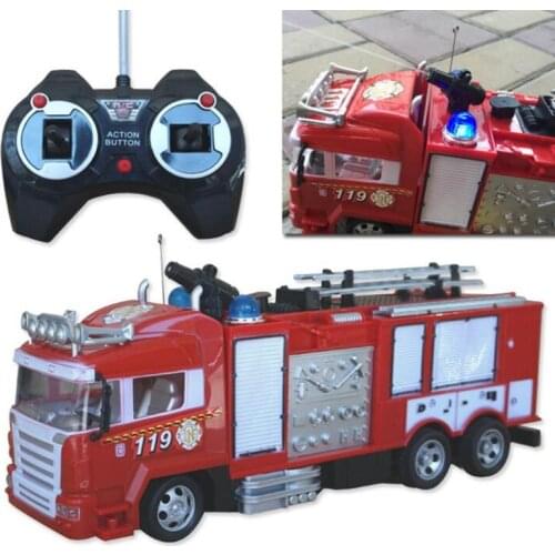 4channel 2.4G radio-controlled car simulation remote control fire engine fire truck with spray function remote control car model