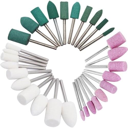 10PCS Rubber Ceramic Wool Felt Grinding Head Polishing Abrasive Wheel Buffing Wheel for Dremel Rotary Power Tools 3mm Shank