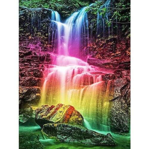 Full Square Drill 5D DIY Diamond Painting "Rainbow Waterfall Scenery" 3D Embroidery Cross Stitch Wall stickers Home Decor Gift