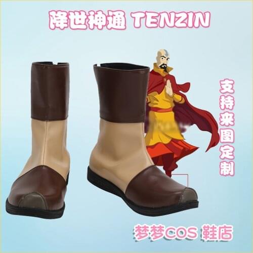Avatar: The Last Airbender Tenzin Brown Shoes Cosplay Long Boots Leather Custom Made For Hallowen Christmas Women Men