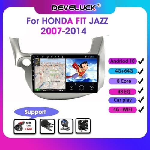 Develuck Car Multimedia Video Player for HONDA FIT JAZZ 2007-2013 Android 10.0 Radio Stereo Player GPS Navigation 2din Head Unit