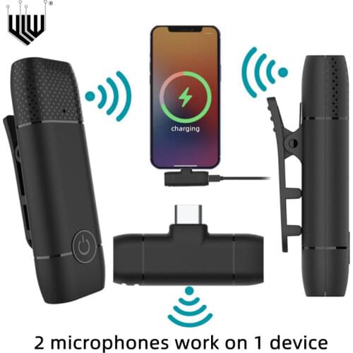 Wireless Lavalier Microphone Portable Audio Video Recording Mini Collar Clip Mic To Phone Facebook Youtube Live Broadcast Gaming