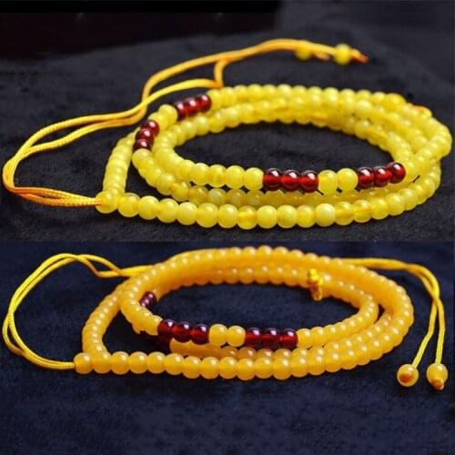 Natural chicken oil yellow old honey wax pendant pendant rope ball sweater chain honey wax whole bead chain rope honey wax neckl