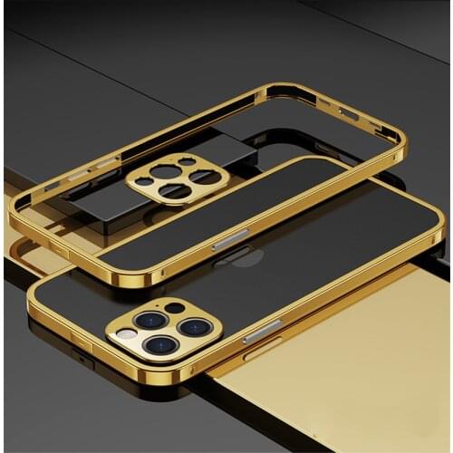 Bumper Case For iPhone 12 Mini 12 Pro Max 12Pro Luxury Stainless steel Metal Phone Frame Original Golden Accessories
