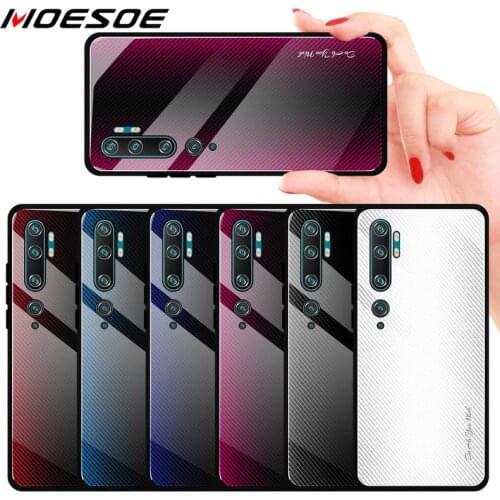 For Xiaomi Mi Note 10 9T 10T 9 SE A3 Lite 11 Poco X3 F3 Case Carbon Fiber Gradient Glass Case For Redmi Note 9 9S 8T 8 Pro 7