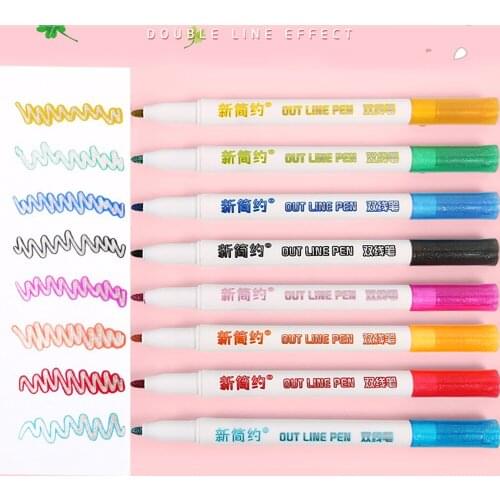 Double Lines Color Art Pens pencils writing supplies Markers brush pen Out Highlighter Scrapbooking Diary Graffiti manga marker