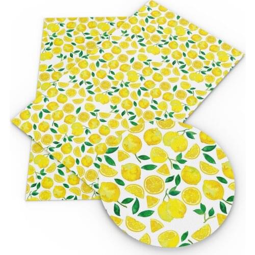 David accessories 20*33cm Fruit Printed Synthetic Leather DIY Bow Bag Shoes Material Faux Leather Fabric Home Decoration,1Yc8143