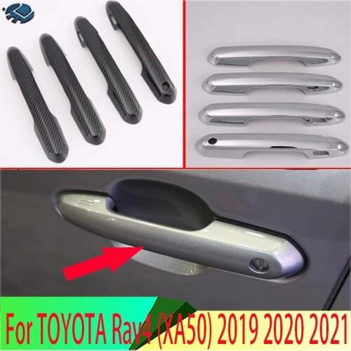 For TOYOTA Rav4 XA50 2019 2020 Decorate Accessories ABS Door Handle Cover With Smart Key Hole Catch Cap Trim Molding