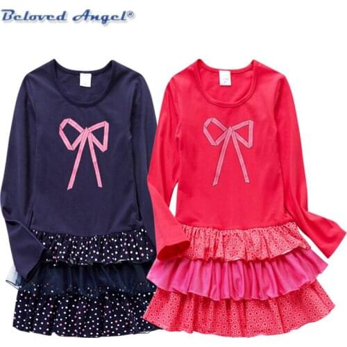 3-8T Kids Tutu Dresses Cotton Girls Dresses Christmas Children Clothing Ball Gown Long Sleeve Dress For Baby Girls Party Wedding