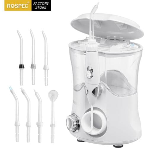ROSPEC Electric Oral Irrigator 7pcs Tips Dental Water Flosser Cleaner 600ML Portable Oral Hygiene Dental Flosser Water Flossing