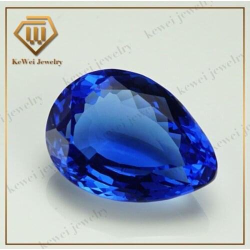 Good Quality Pear 3*4mm-8*12mm Blue Color Glass Gems Glass Beads Glass Stone Synthetic Glass