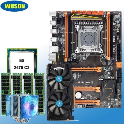 Discount mobo bundle HUANAN ZHI deluxe X79 motherboard with M.2 slot CPU Xeon E5 2670 C2 RAM 32G(4*8G) video card RX460 4G DDR5