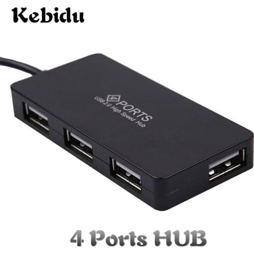 Kebidu Mini External 4 Port USB 2.0 HUB Splitter Super Speed Cable Adapter for Laptop PC Tablet