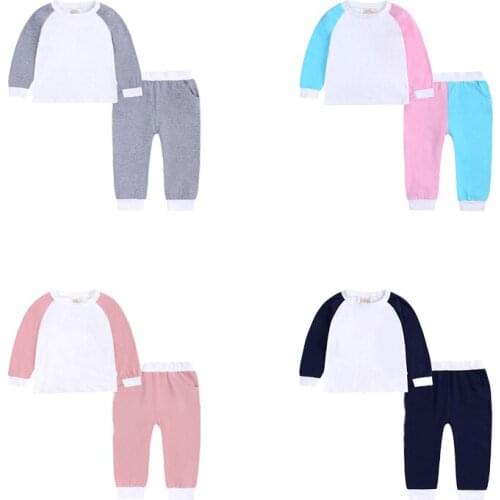 Contrast Colour Teens Pajamas Set Loungewear Wholesale Lounge Set New Arrival Baby Boy Girls Clothes Cotton Unisex Tracksuit Set