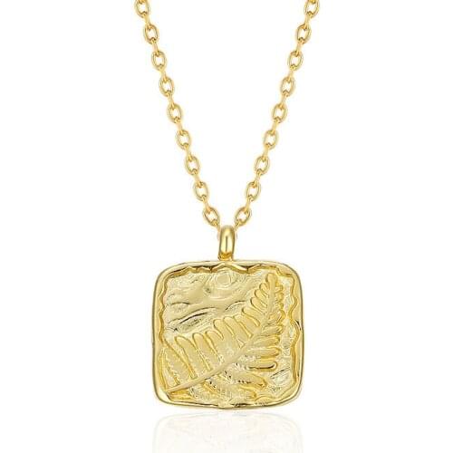 Korean version of simple S925 silver tree leaf necklace female ins fashion short branch texture square brand necklace