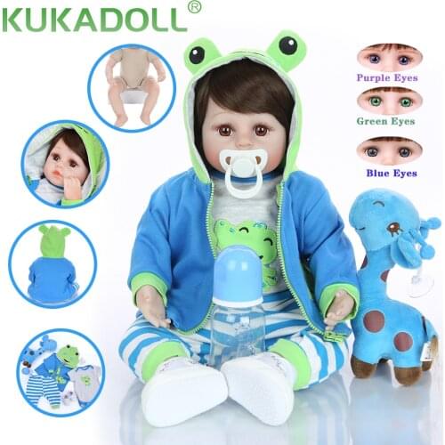 Simulation 18 Inch Reborn Baby Doll KUKADOLL Soft Silicone Cloth Body 48 CM Realistic Baby Toy Playmate For Kids Birthday Gift