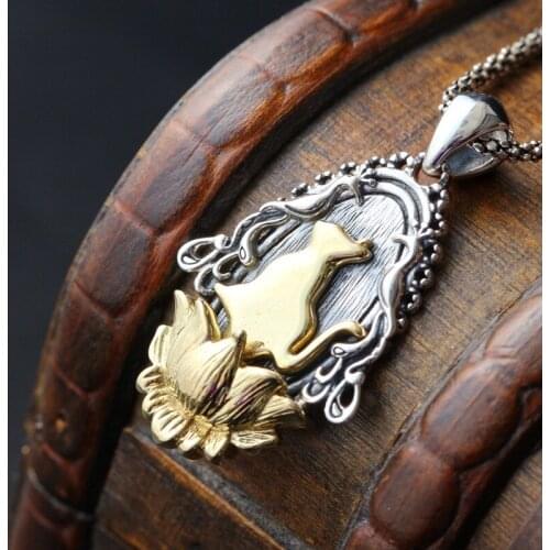 100% Real 925 sterling silver pendant handmade Retro Thai silver solid silver vintage mens&womens pendant punk silver pendant