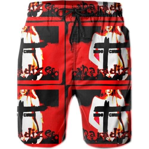 Summer Men Beach Shorts Breathable Quick Dry Funny Novelty Casual INDOCHINE BAND(1) Hawaii Printing Male Shorts