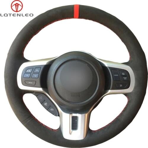 LQTENLEO Black Suede Hand Sew Car Steering Wheel Cover For Mitsubishi Lancer 10 EVO Evolution