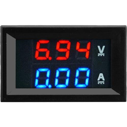 Hot 2 in1 Multimeter 100V 10A DC Digital Voltmeter Ammeter Blue + Red Dual Color Display LED Amp Dual Digital Volt Meter Gauge