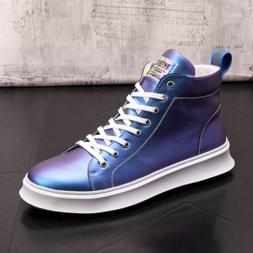 2022 Spring Trend Men Fashion Glossy Leather Loafers Casual Flats Shoes Male Prom For Boyfriend White Sneakers Zapatos Hombre