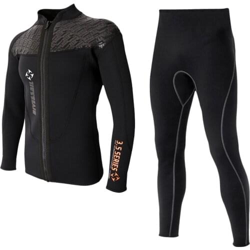 Men 3mm Neoprene Wetsuit Jacket Long Sleeve Wetsuit for Diving Canoeing L Men Diving Pants Jacket Set
