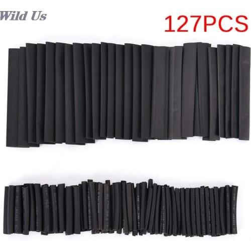 127Pcs/set 2:1 Assortment Heat Shrink Tubing Tube Car Cable Sleeving Wrap Wire Kit Useful Electric Tubings Multi Style Black