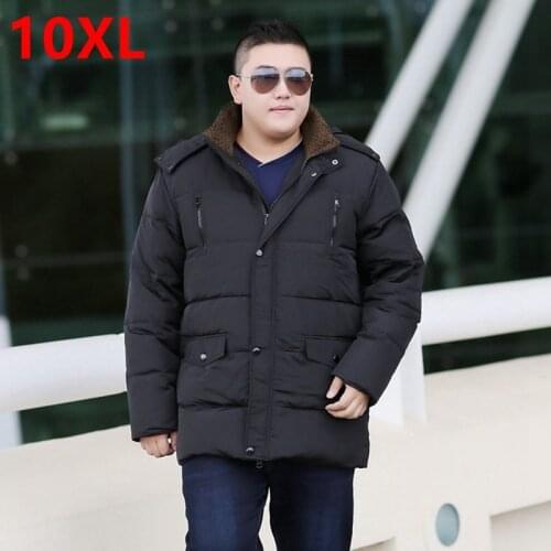 New winter XL add fertilizer 12XL 11XL big yards long down jacket big size detachable cap black fat thin clothes plus size 8XL