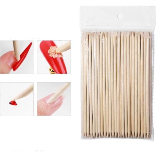 New 4 different sizes Orange Wood Sticks for Cuticle Pusher Cuticle Remove Tool forks for nails Manicures Tools 10/50/100Pcs/Set