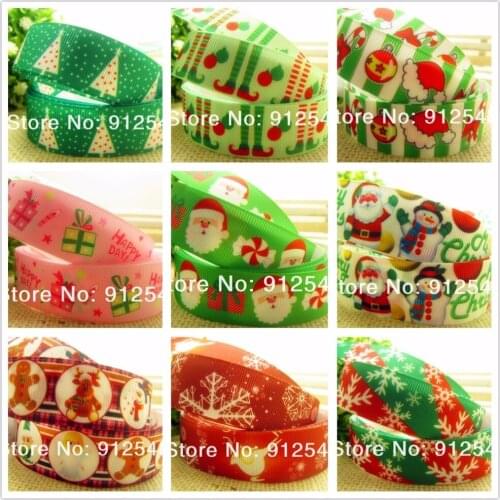 YJHSMY 9 style 22/25mm 5 yard/lot Christmas ribbon,Thermal transfer Printed grosgrain ,Santa Claus ,91427