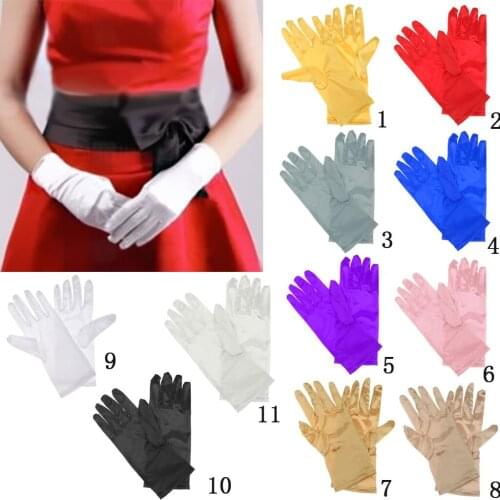 New Ladies Satin Wrist Short Gangster Bridal Wedding Prom Evening Party Gloves