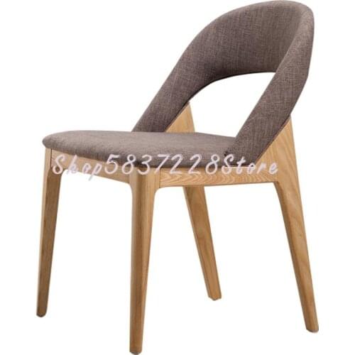 Solid Wood Dining Chair Nordic Household Modern Simple Luxury Bedroom Make-up Stool Desk With Net Red Back Chair