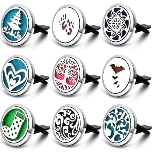 Variety Style Tree of Life Car Air Freshener Aromatherapy Locket Car Outlet Clip Essential Oil Diffuser Perfume Pendant Jewelry