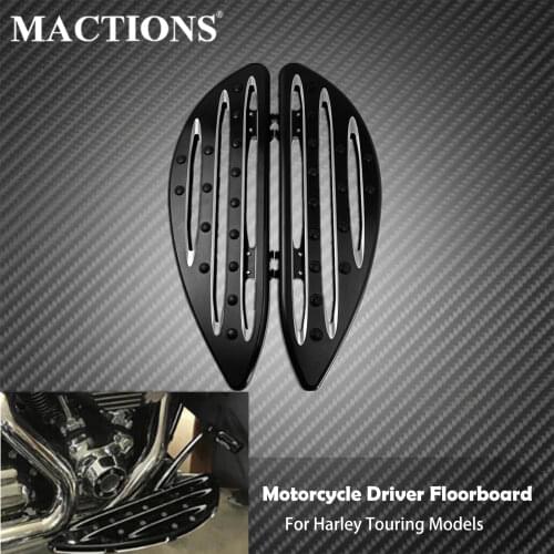 Motorcycle Front Stretched Driver Floorboards Black Pedal For Harley Touring Road Glide Electra Glide Street Glide Softail Dyna