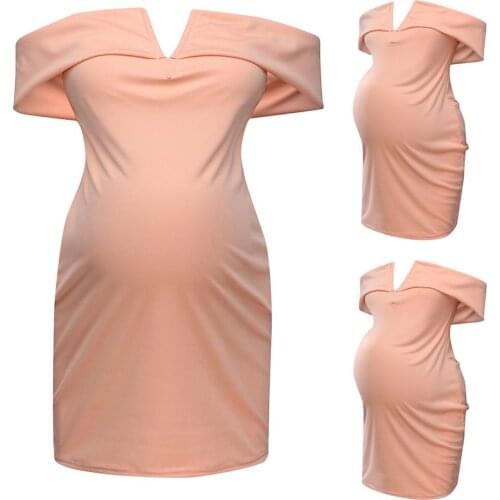 Hot new fashion treasure mother word V-neck sexy solid color sleeveless bag hip maternity dress comfortable dress