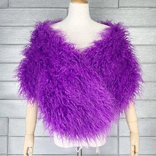 Beach wool long hair bridal fur shawl nightclub imitation fur bridesmaid cape hair dress vest