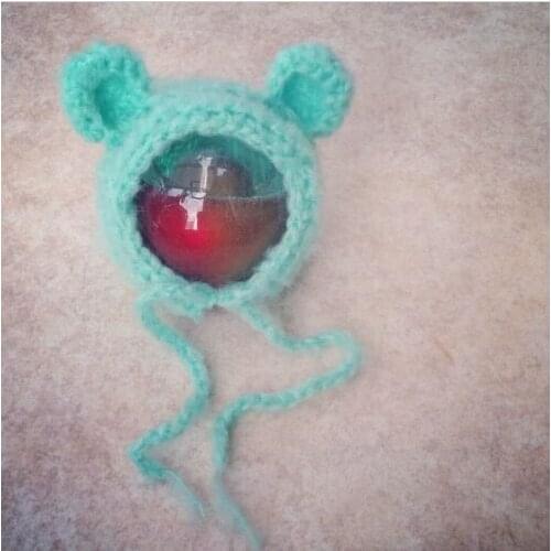 Handcraft Mohair fluffy crochet Teddy bear Bonnet, Hat, Beanie. Photography prop. Newborn ,Baby Photography Props