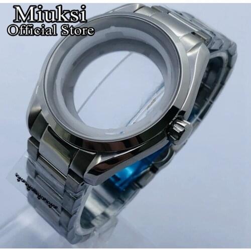 Miuksi 40mm silver sterile case sapphire glass stainless steel bracelet fit NH35 NH36 movement