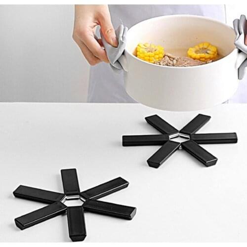 Foldable Pan Mat Sturdy Heat Resistant ABS Heat-insulated Anti-slip Anti-scald Pot Placemat for Kitchen Insulation pads