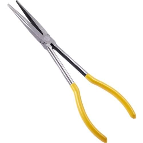 11" Extra Long Straight Needle Nose Pliers Hand Tool Yellow+Silver