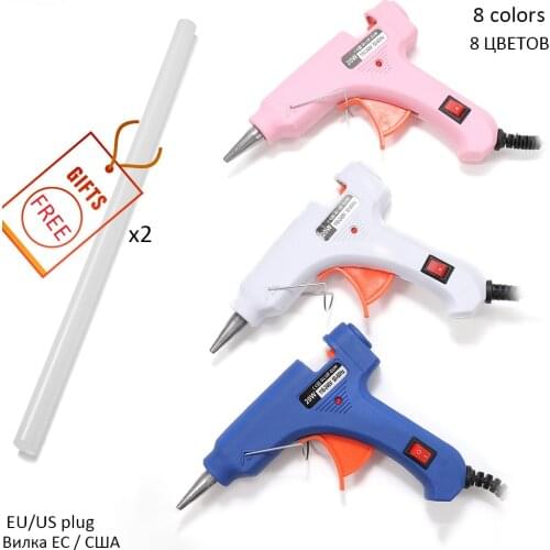 1set High Temp Heater Melt A Hot Glue Gun With 2 7mm Glue Stick Mini EU/US Plug Heat Temperature Tool for Jewelry Making