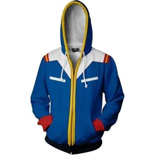 Anime Gundam Build Divers Re:RISE Hoodie Costumes Cosplay Jackets Unisex Hooded Zipper Halloween Polyester 3D Printed Thin