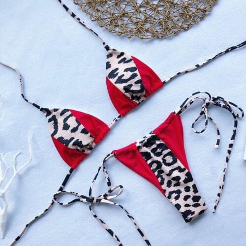 Triangle Leopard Bikinis Mujer Thong Biquini Micro Swimwear Women Bathing suit String Swimsuit Push up Bathers