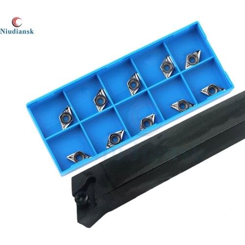 10pcs DCMT0702 DCGT Carbide Inserts 1pc SDQCR1010H07 External Turning Tool Holder SDQCR1212H07 Arbor SDQCL CNC Lathe Tools Suit