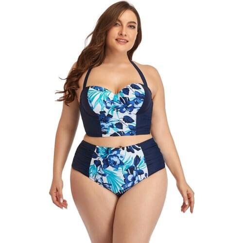 Womens Swimwear 2021 Summer New Fashion Floral Print Push Up Swimming Suit And Beachwear Bikini Set Plus Size 3XL