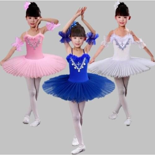 Girls Tutu Ballet Leotard Dancewear Ballet Costumes Kids White/Black/Pink Diamond Ballet Dress Children Swan Lake Ballet Costume