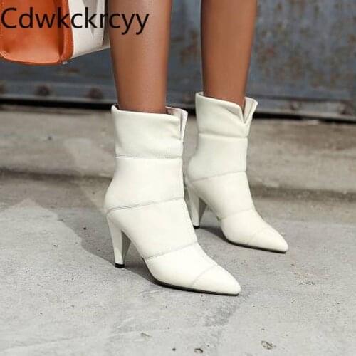 Winter Europe America The New fashion Pointed Fine heel Martin boots white Sexy Plus cashmere Keep warm High heel Women boots