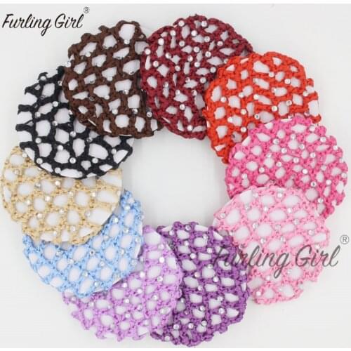 Furling Girl 1PC Bun Cover Rhinestone Hair Net Ballet Dance Elastic Hair Bands for Girl Women Accessoires