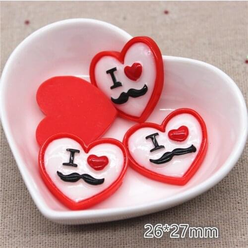 10pcs 26*27mm Kawaii New Arrival Resin Heart Flatback Cabochons DIY Craft Decoration Accessories